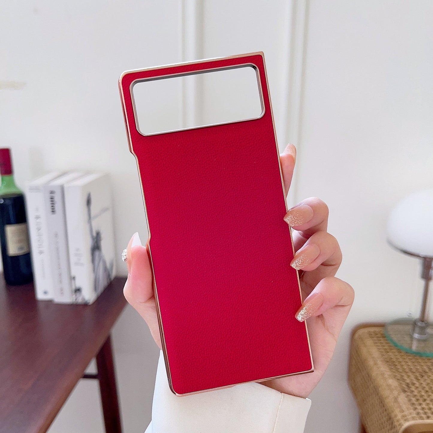 For Xiaomi Mix Fold 2 Genuine Leather Luolai Series Nano Plating Phone Case(Red)
