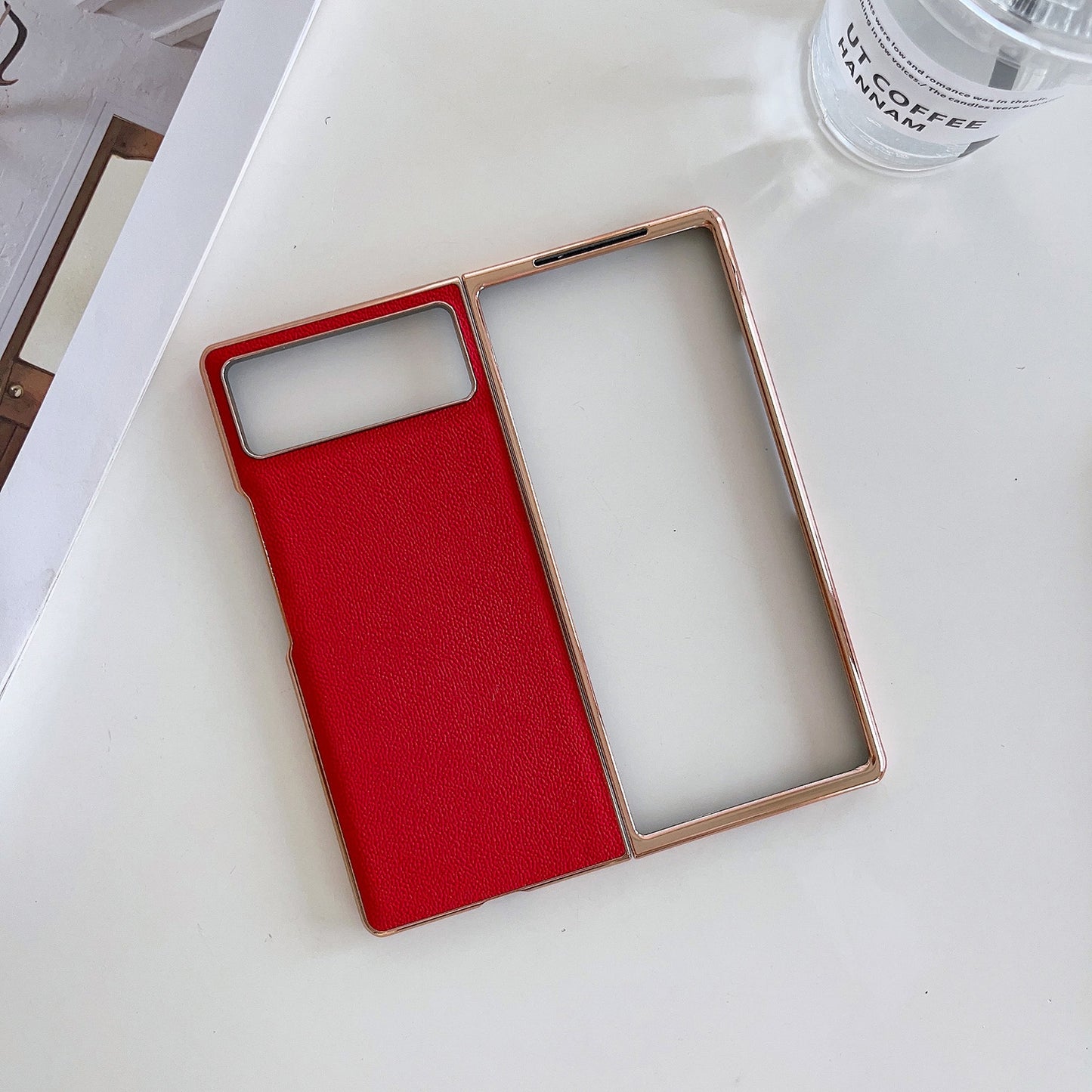For Xiaomi Mix Fold 2 Genuine Leather Luolai Series Nano Plating Phone Case(Red)