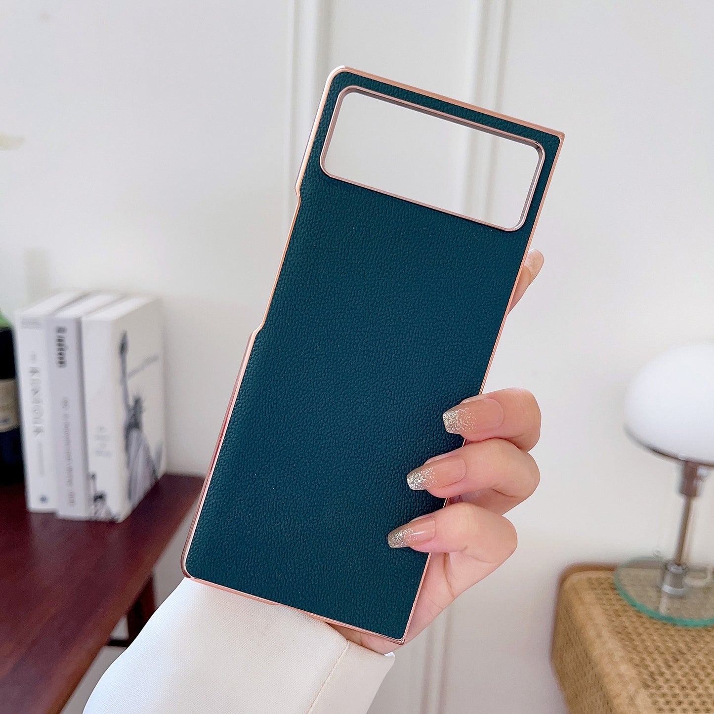 For Xiaomi Mix Fold 2 Genuine Leather Luolai Series Nano Plating Phone Case(Dark Green)