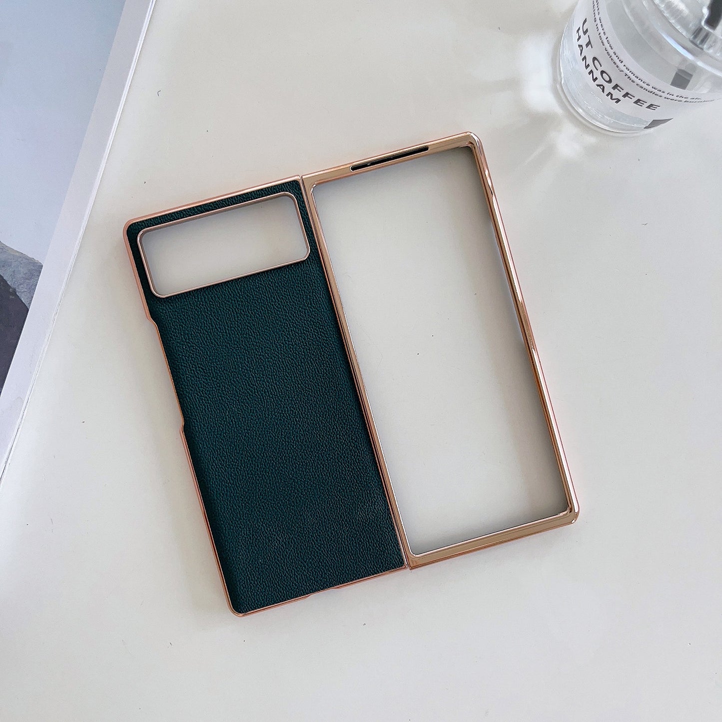 For Xiaomi Mix Fold 2 Genuine Leather Luolai Series Nano Plating Phone Case(Dark Green)