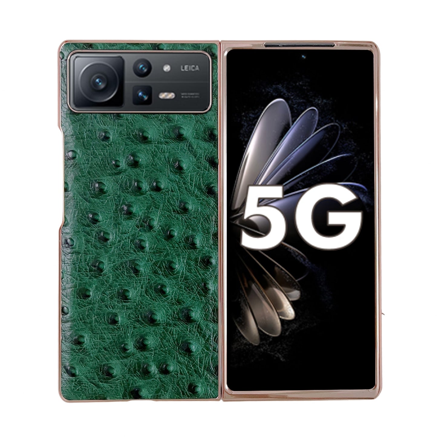 For Xiaomi Mix Fold 2 Genuine Leather Ostrich Texture Nano Plating Phone Case(Green)