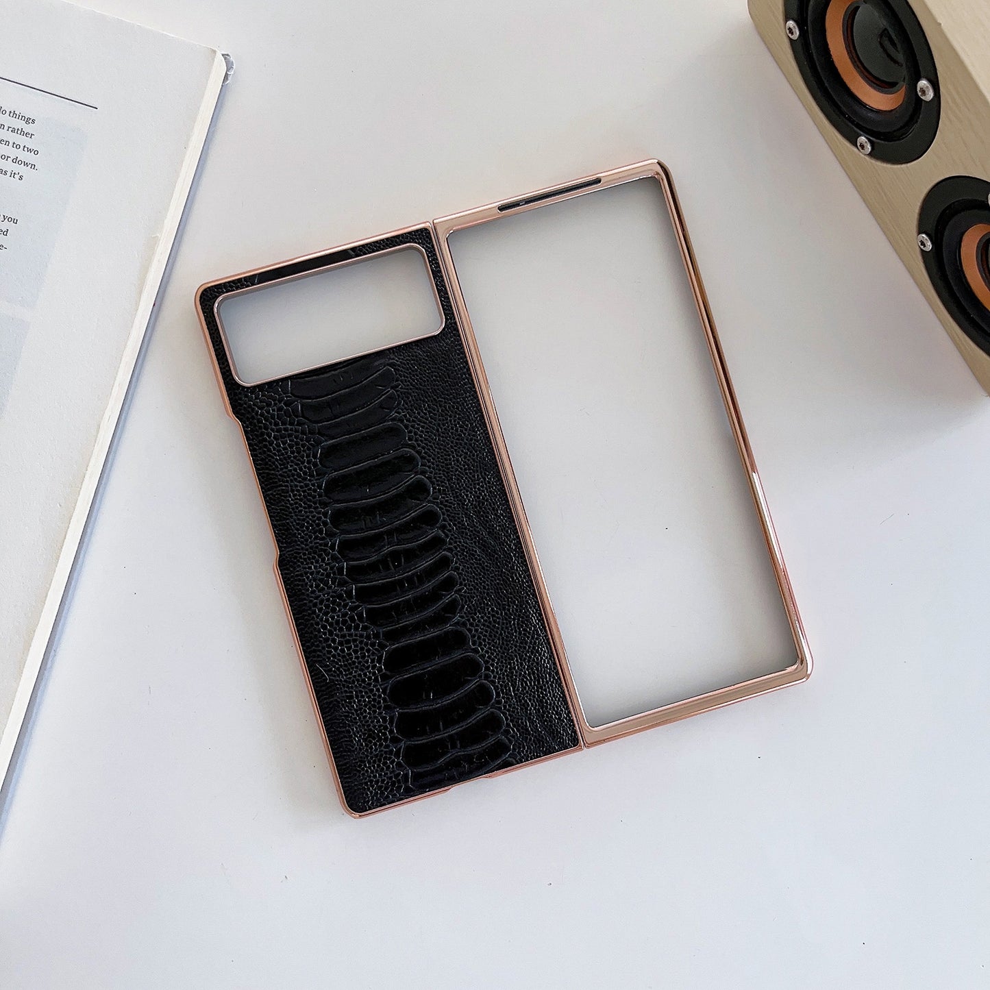 For Xiaomi Mix Fold 2 Genuine Leather Weilai Series Nano Plating Phone Case(Black)