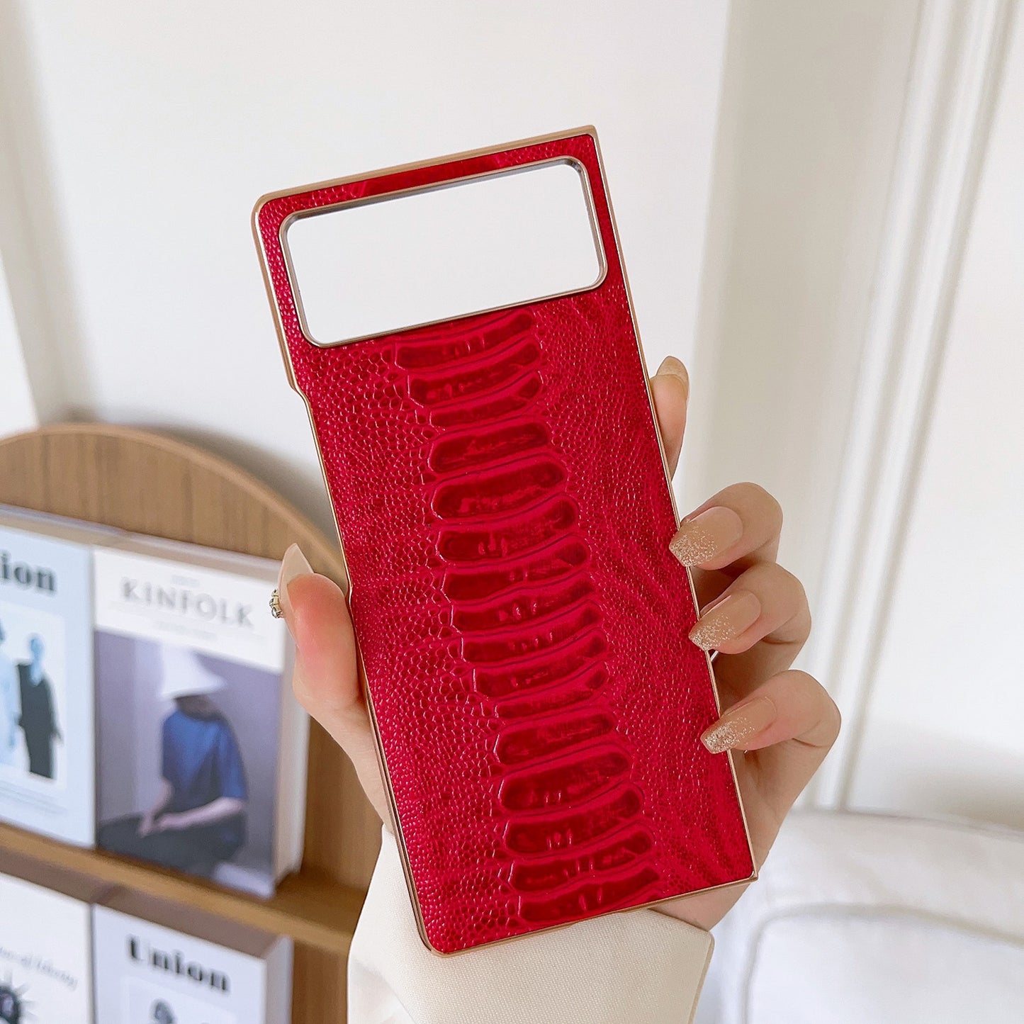 For Xiaomi Mix Fold 2 Genuine Leather Weilai Series Nano Plating Phone Case(Red)