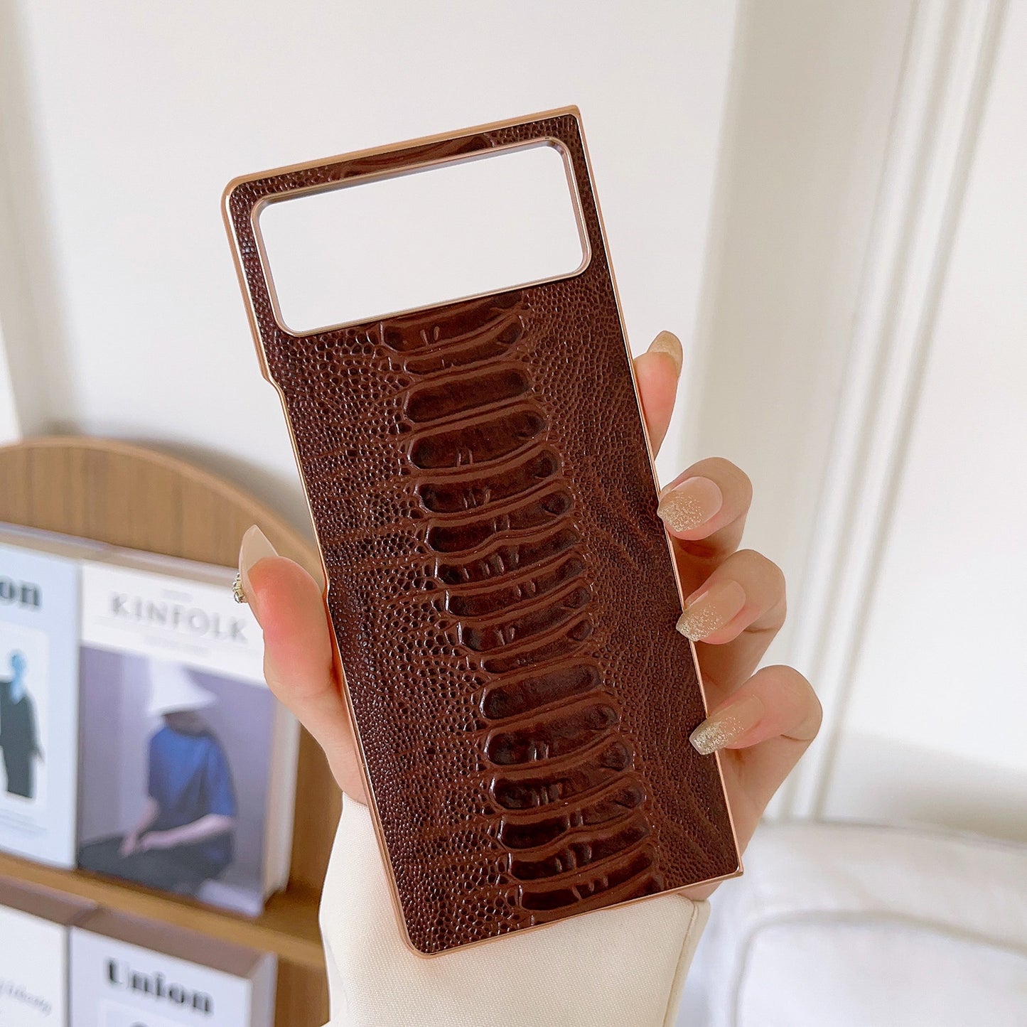 For Xiaomi Mix Fold 2 Genuine Leather Weilai Series Nano Plating Phone Case(Coffee)