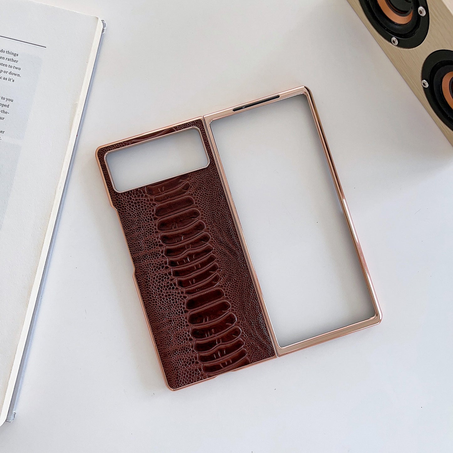 For Xiaomi Mix Fold 2 Genuine Leather Weilai Series Nano Plating Phone Case(Coffee)