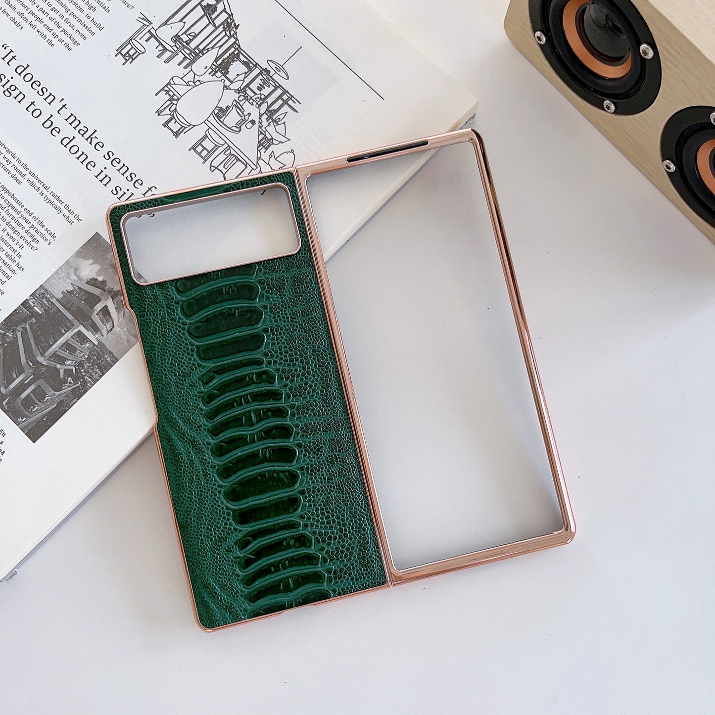 For Xiaomi Mix Fold 2 Genuine Leather Weilai Series Nano Plating Phone Case(Green)