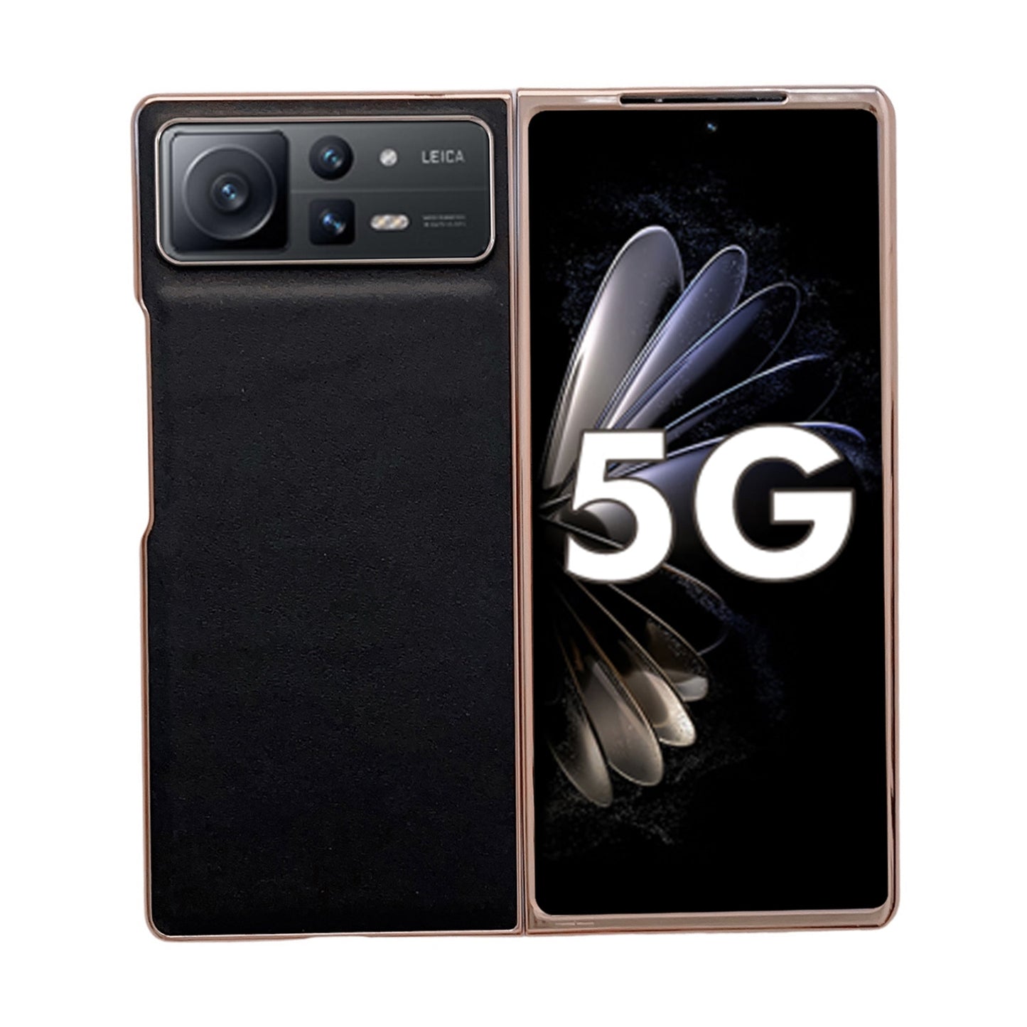 For Xiaomi Mix Fold 2 Genuine Leather Xiaoya Series Nano Plating Phone Case(Black)