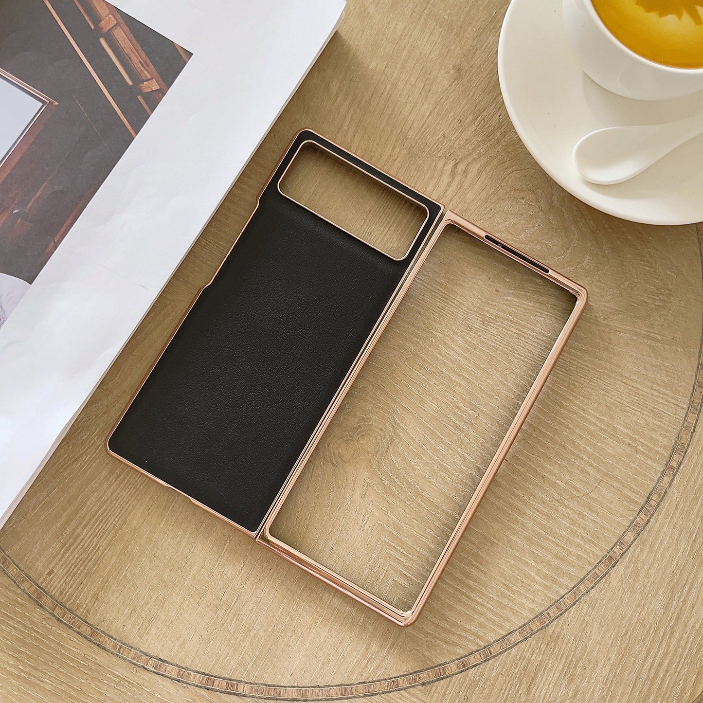 For Xiaomi Mix Fold 2 Genuine Leather Xiaoya Series Nano Plating Phone Case(Black)