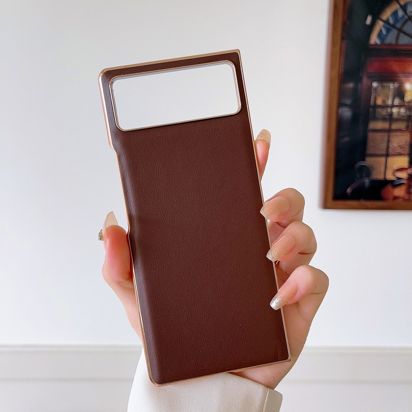 For Xiaomi Mix Fold 2 Genuine Leather Xiaoya Series Nano Plating Phone Case(Coffee)