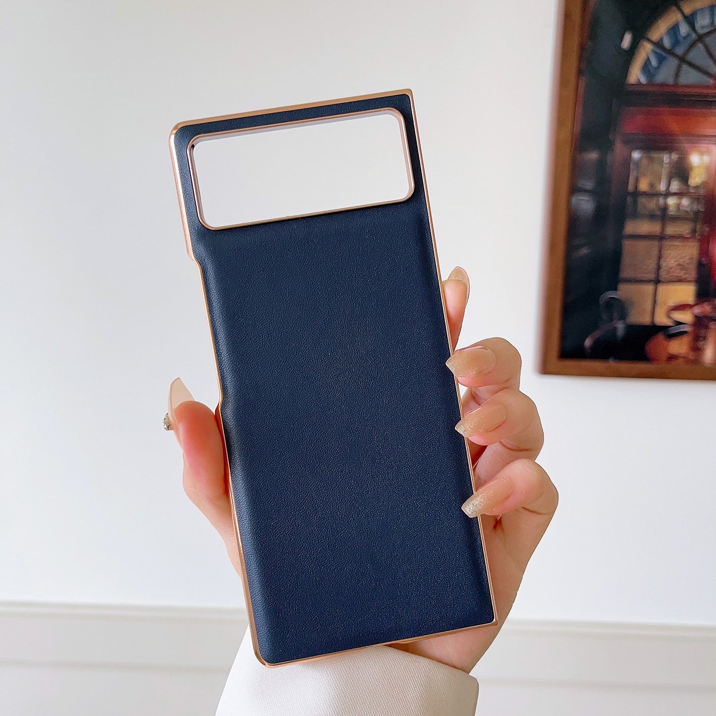 For Xiaomi Mix Fold 2 Genuine Leather Xiaoya Series Nano Plating Phone Case(Blue)