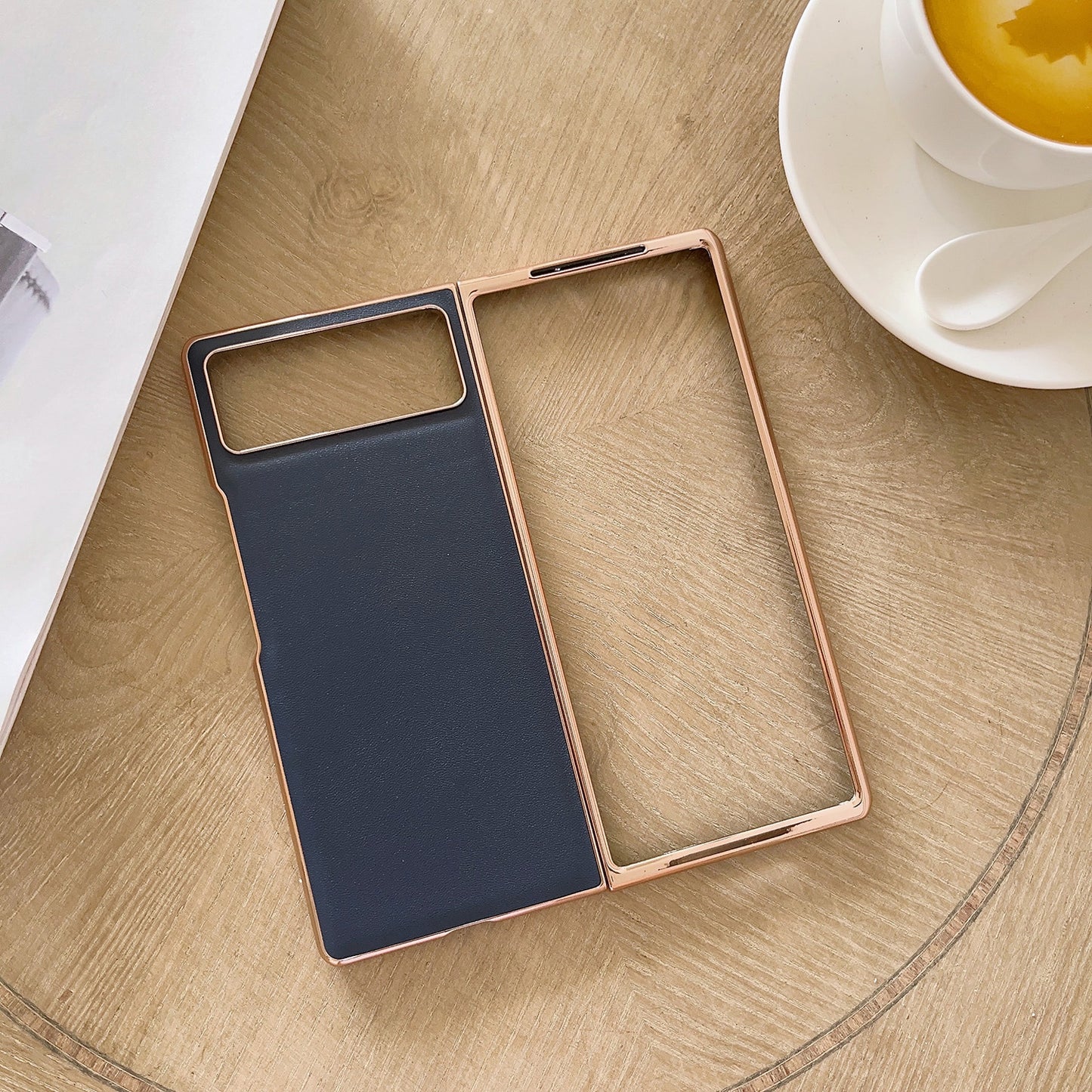 For Xiaomi Mix Fold 2 Genuine Leather Xiaoya Series Nano Plating Phone Case(Blue)