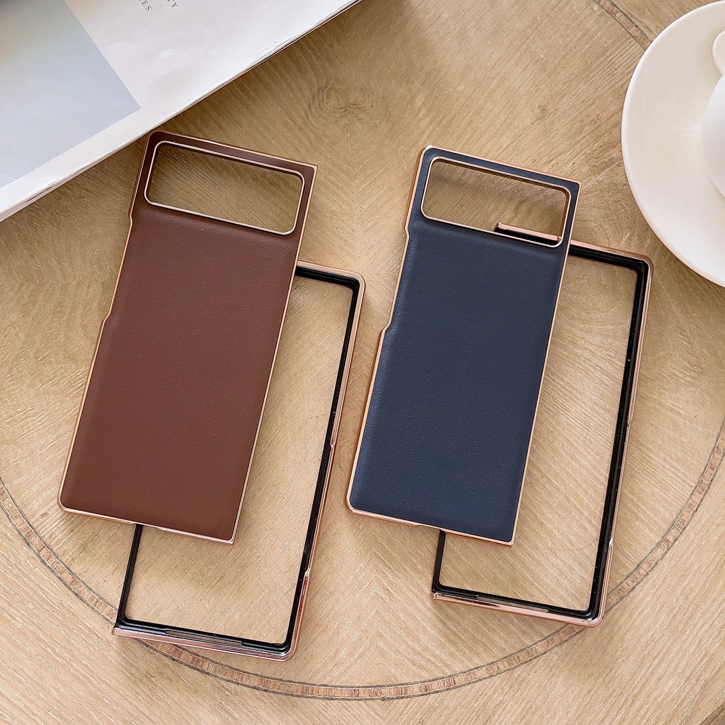 For Xiaomi Mix Fold 2 Genuine Leather Xiaoya Series Nano Plating Phone Case(Coffee)