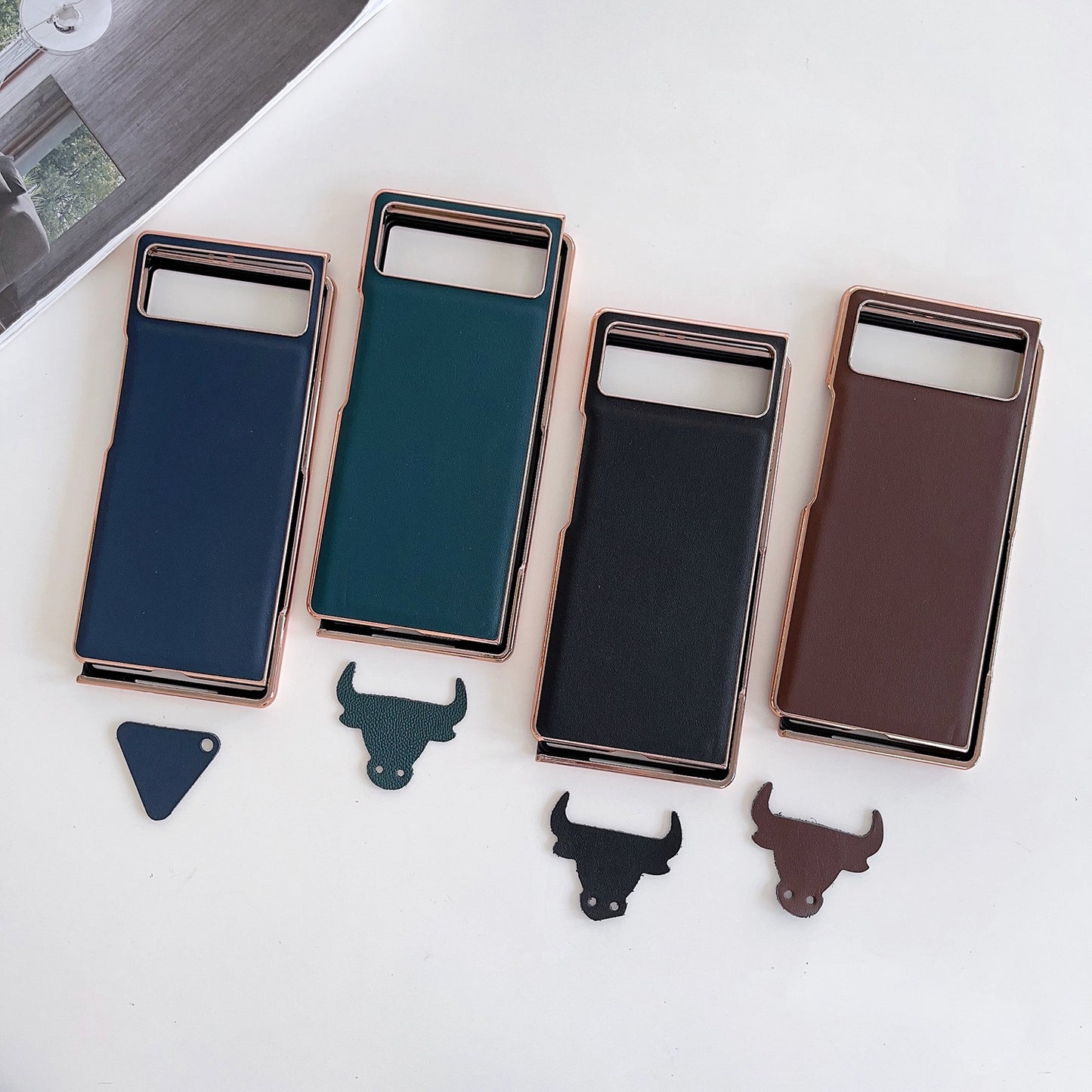 For Xiaomi Mix Fold 2 Genuine Leather Xiaoya Series Nano Plating Phone Case(Dark Green)