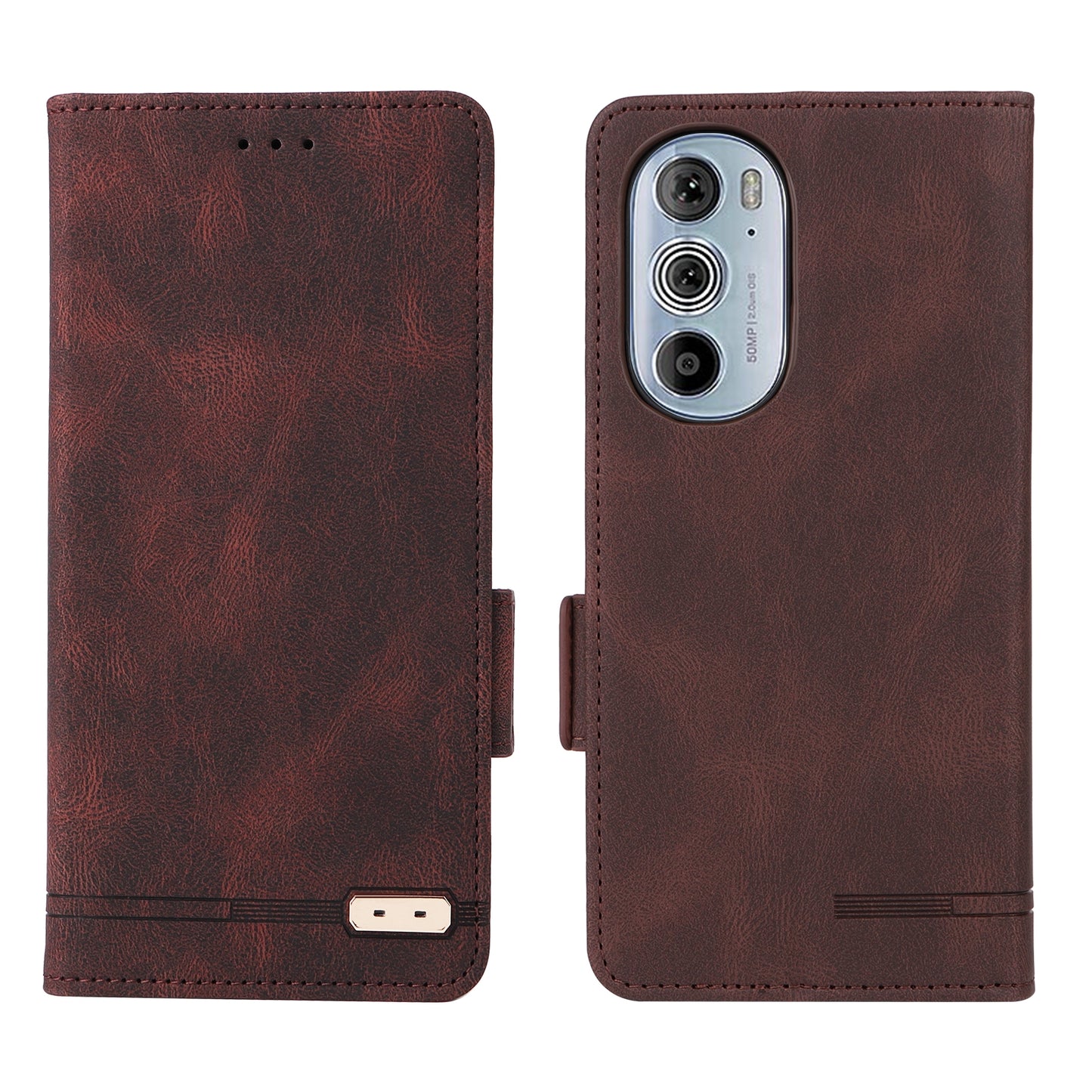 For Motorola Edge X30 / Edge 30 Pro / Edge+ 2022 Magnetic Clasp Leather Phone Case(Brown)