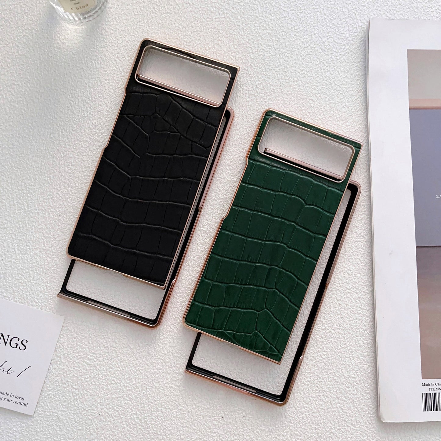 For Xiaomi Mix Fold 2 Crocodile Texture Genuine Leather Electroplating Phone Case(Dark Green)