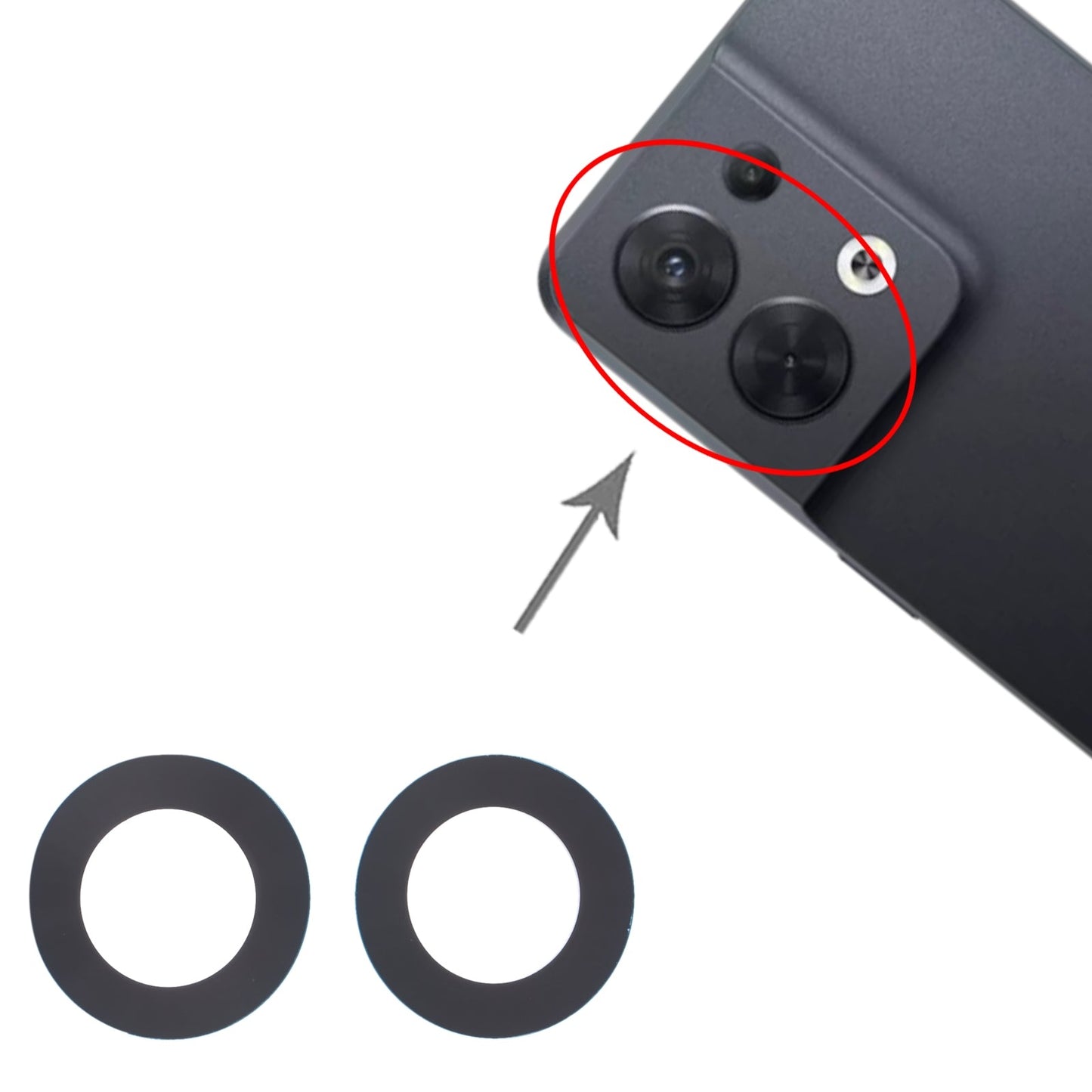 For OPPO Reno8 5G/Reno8 China 10 PCS Back Camera Lens