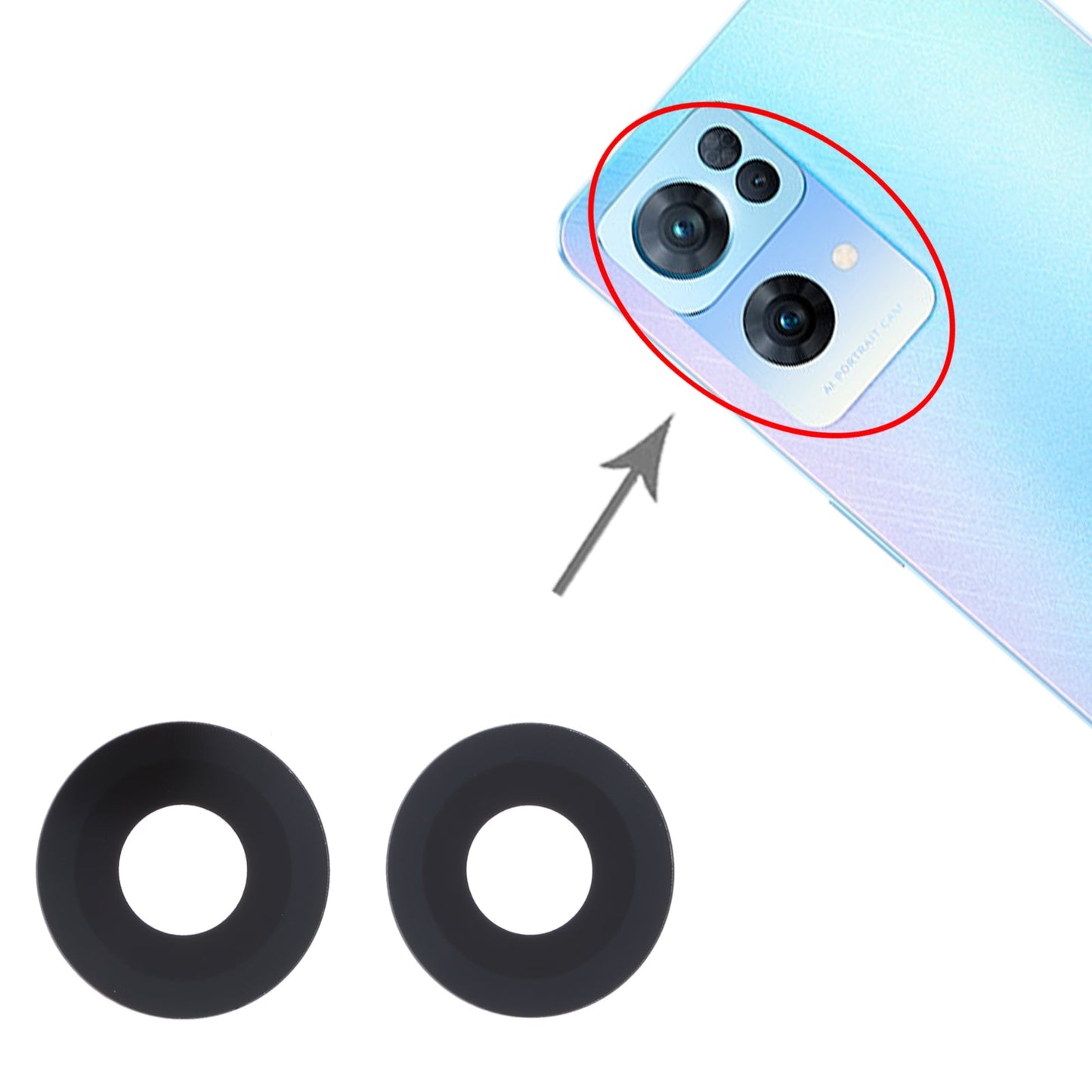 For OPPO Reno7 Pro 10 PCS Back Camera Lens