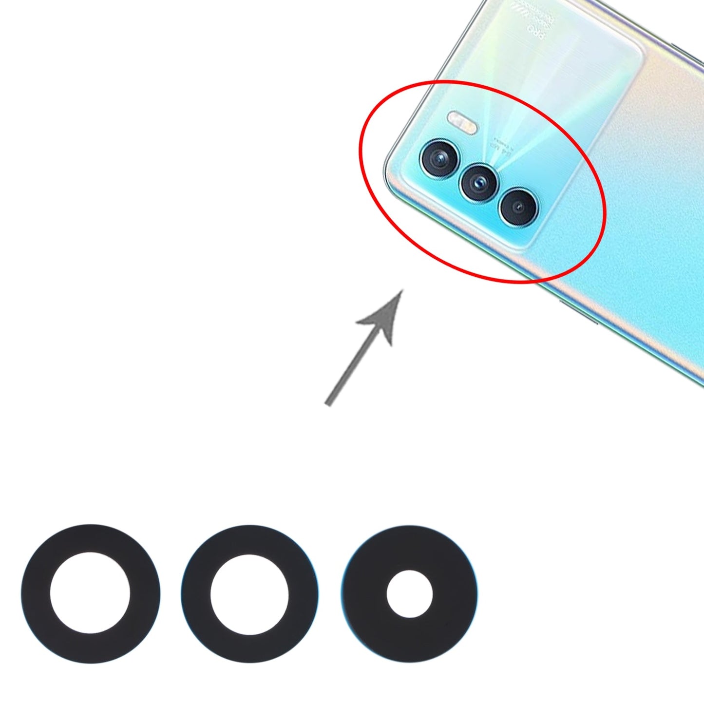 For OPPO K9 Pro 10 PCS Back Camera Lens