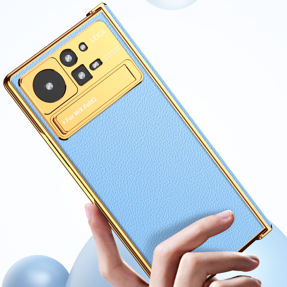 For Xiaomi Mix Fold 2 Electroplated Frame Plain Leather Phone Case(Sapphire Blue)