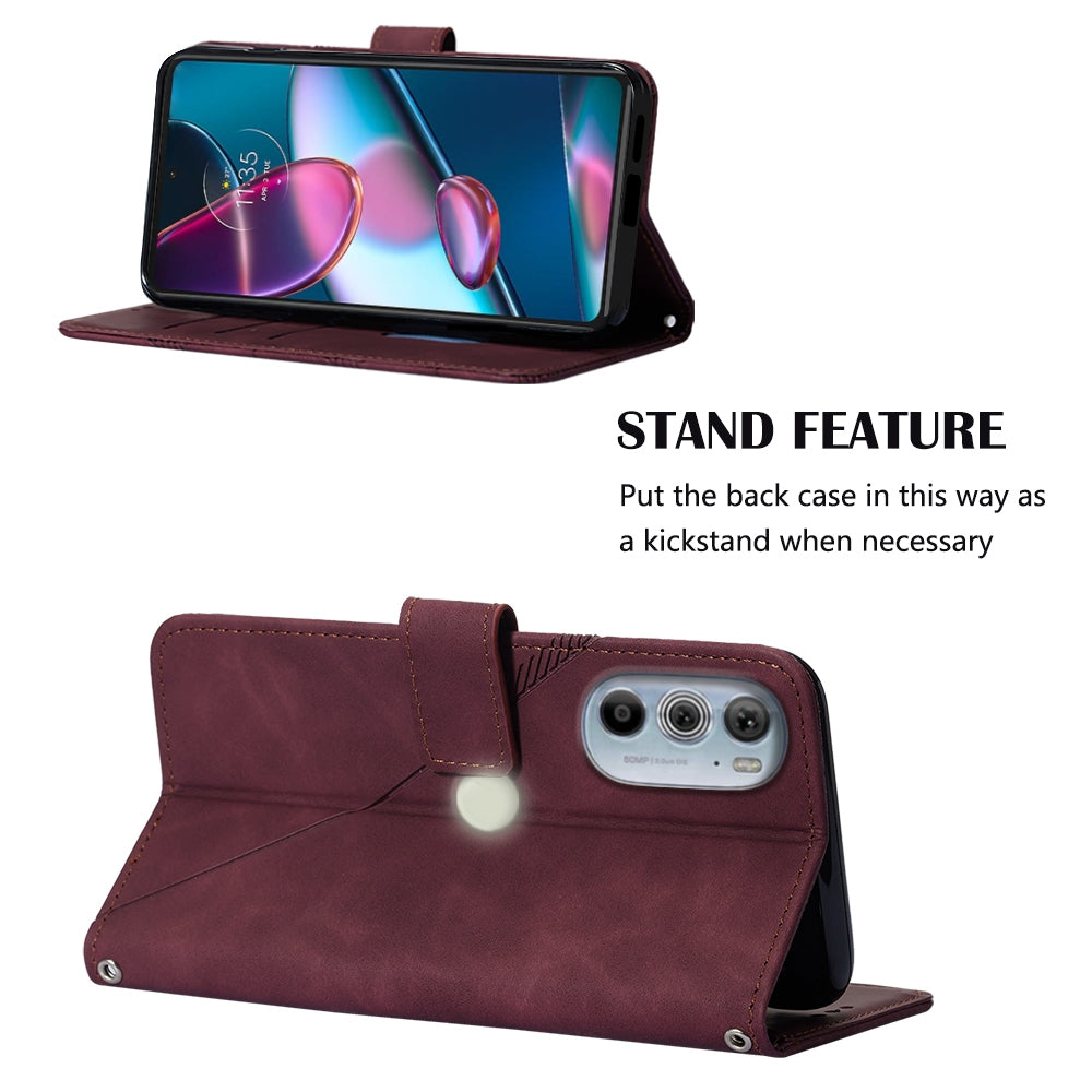 For Motorola Moto Edge 30 Pro / Edge+ 2022 Crossbody 3D Embossed Flip Leather Phone Case(Wine Red)