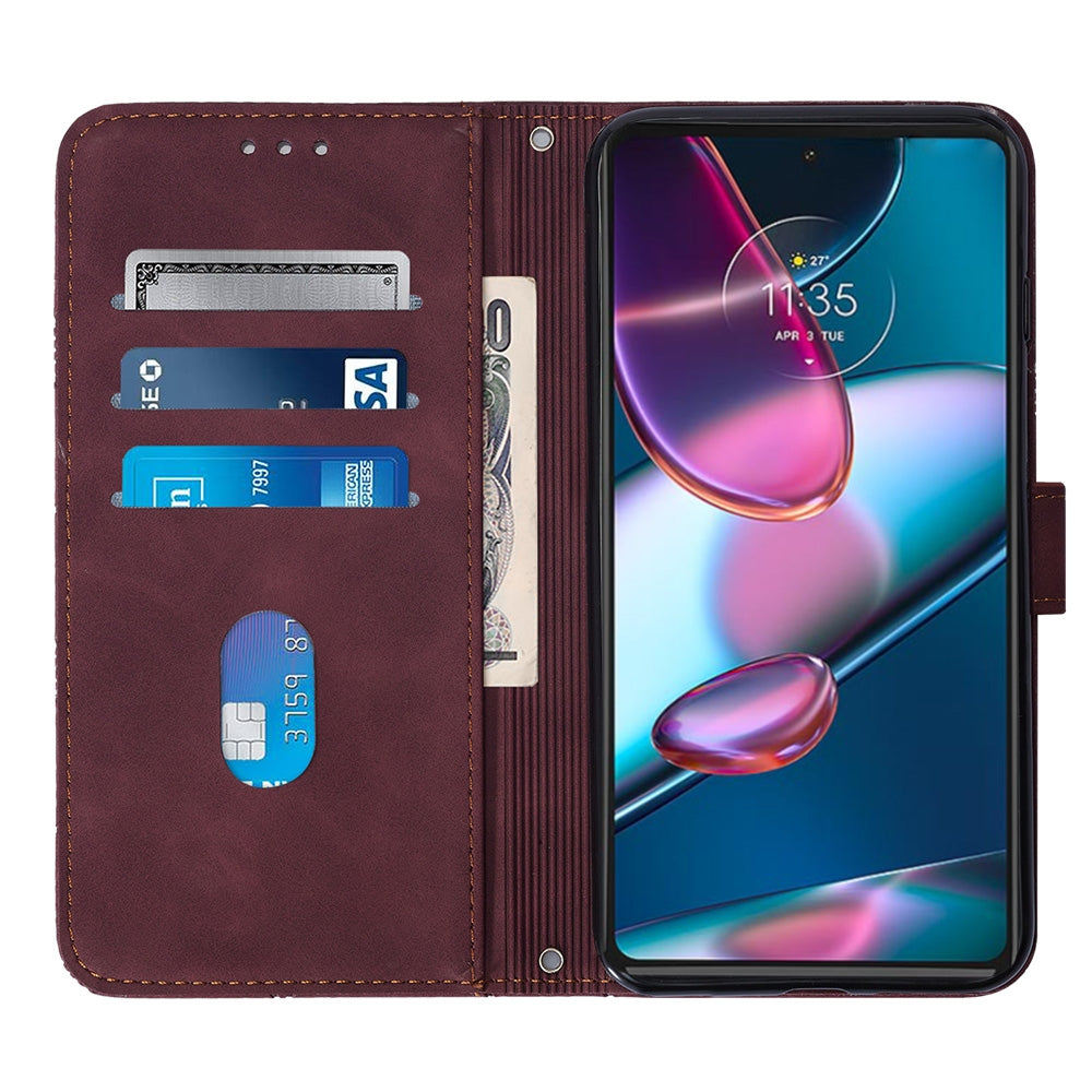 For Motorola Moto Edge 30 Pro / Edge+ 2022 Crossbody 3D Embossed Flip Leather Phone Case(Wine Red)