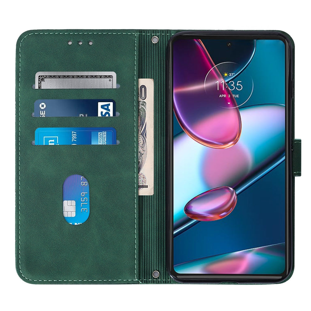 For Motorola Moto Edge 30 Pro / Edge+ 2022 Crossbody 3D Embossed Flip Leather Phone Case(Dark Green)