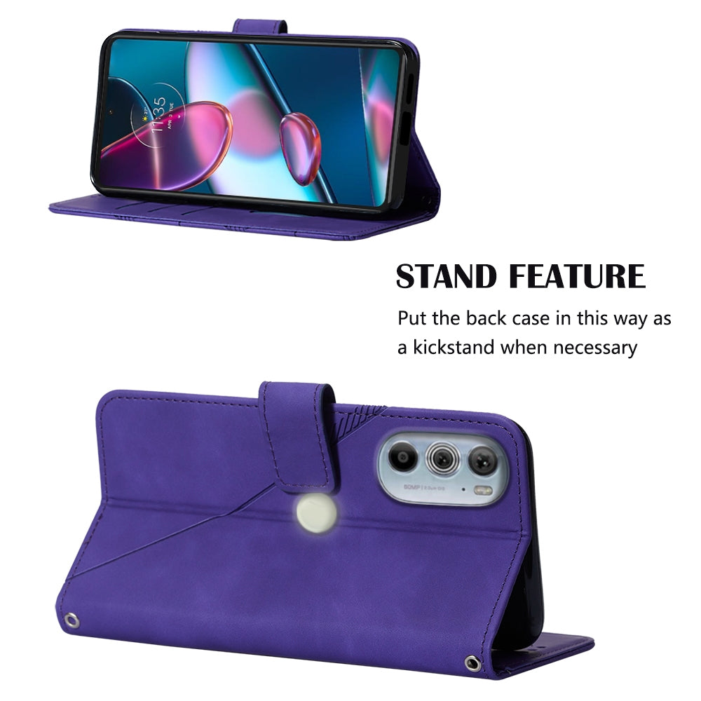 For Motorola Moto Edge 30 Pro / Edge+ 2022 Crossbody 3D Embossed Flip Leather Phone Case(Purple)