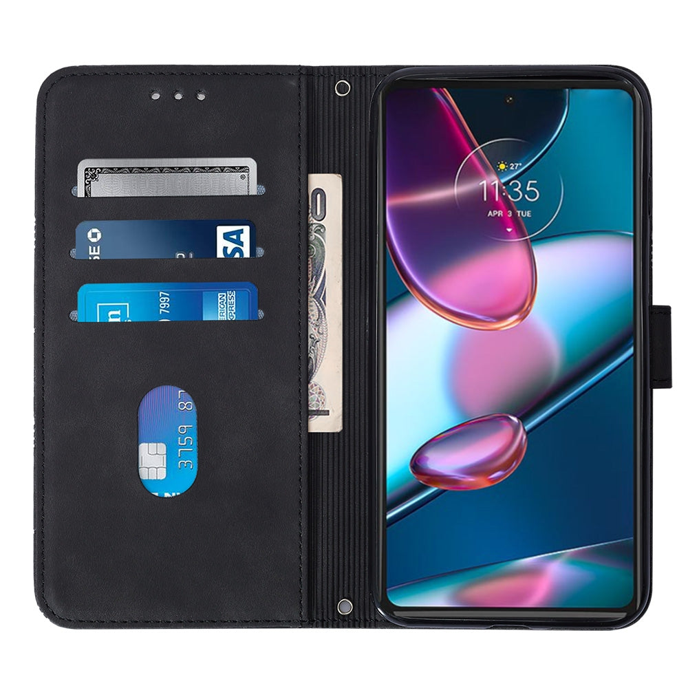 For Motorola Moto Edge 30 Pro / Edge+ 2022 Crossbody 3D Embossed Flip Leather Phone Case(Black)
