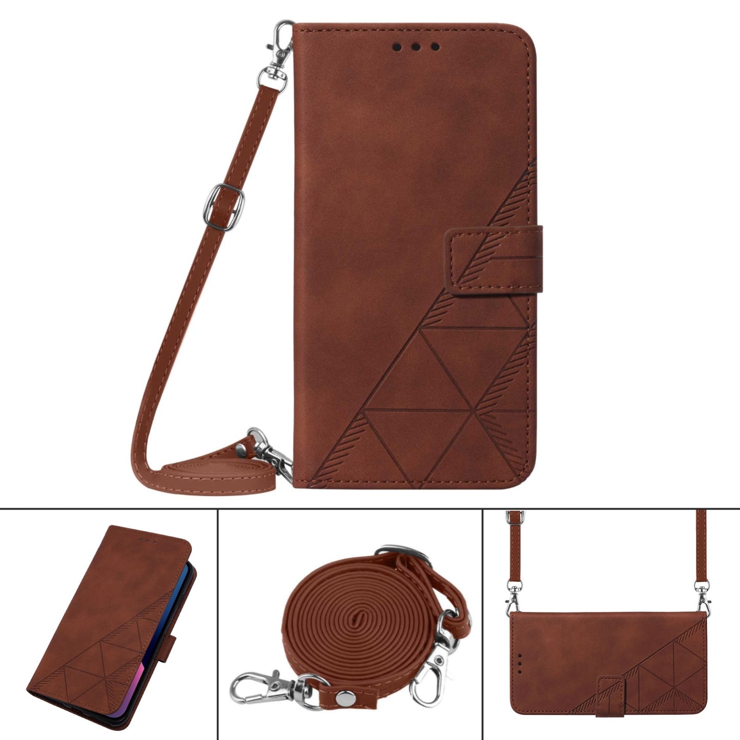 For Motorola Moto Edge 30 Pro / Edge+ 2022 Crossbody 3D Embossed Flip Leather Phone Case(Brown)
