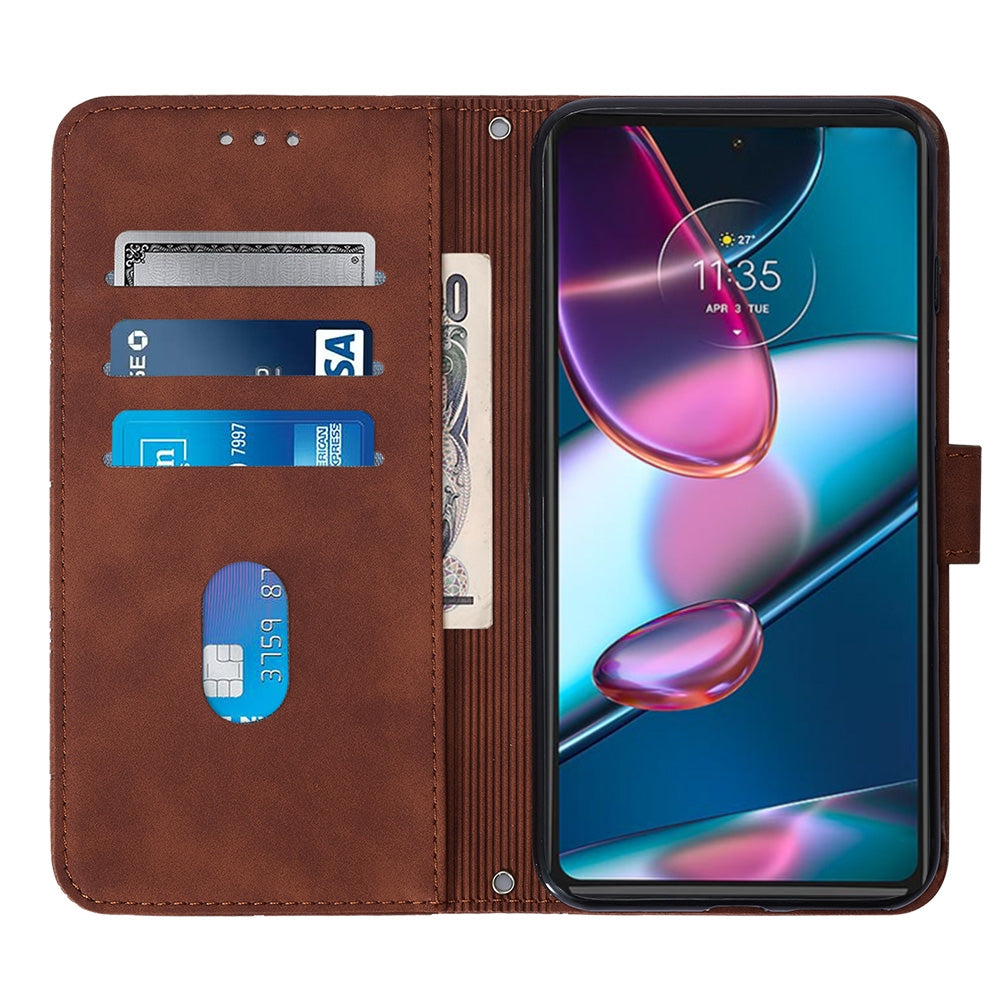 For Motorola Moto Edge 30 Pro / Edge+ 2022 Crossbody 3D Embossed Flip Leather Phone Case(Brown)