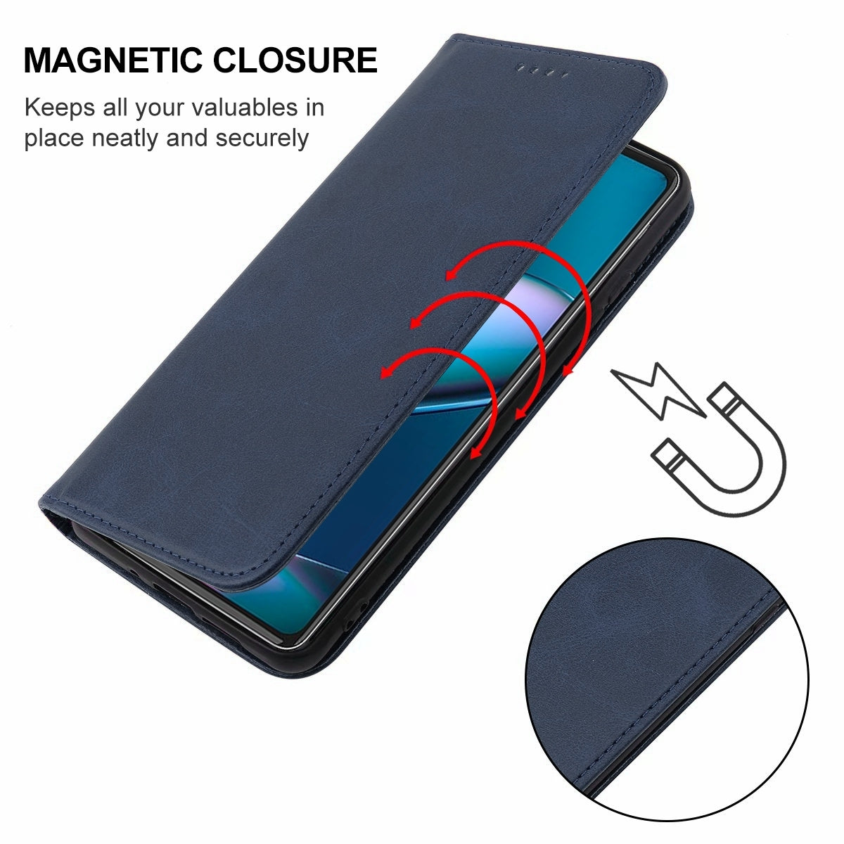 For Motorola Edge+ 5G UW 2022/Edge 30 Pro Magnetic Closure Leather Phone Case(Blue)