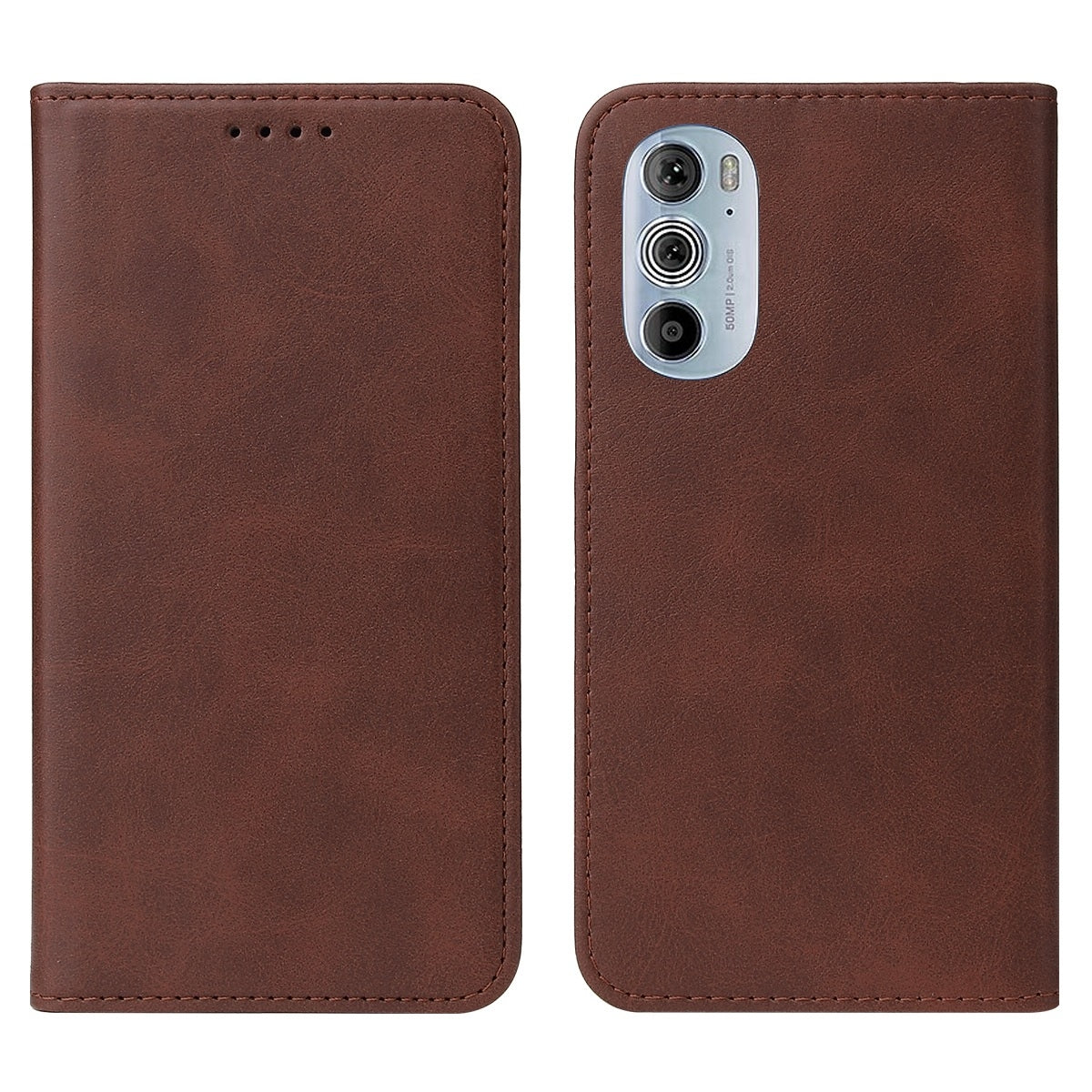 For Motorola Edge+ 5G UW 2022/Edge 30 Pro Magnetic Closure Leather Phone Case(Brown)