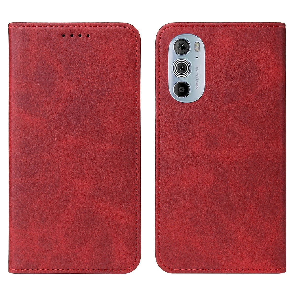 For Motorola Edge+ 5G UW 2022/Edge 30 Pro Magnetic Closure Leather Phone Case(Red)