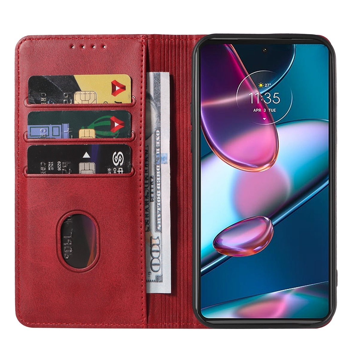 For Motorola Edge+ 5G UW 2022/Edge 30 Pro Magnetic Closure Leather Phone Case(Red)