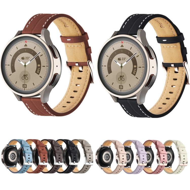 Universal Grooved Genuine Leather Watch Band, For Coros Pace 2/Coros Apex 42mm, For Realme Watch 3/Amazfit GTR4/4 Pro