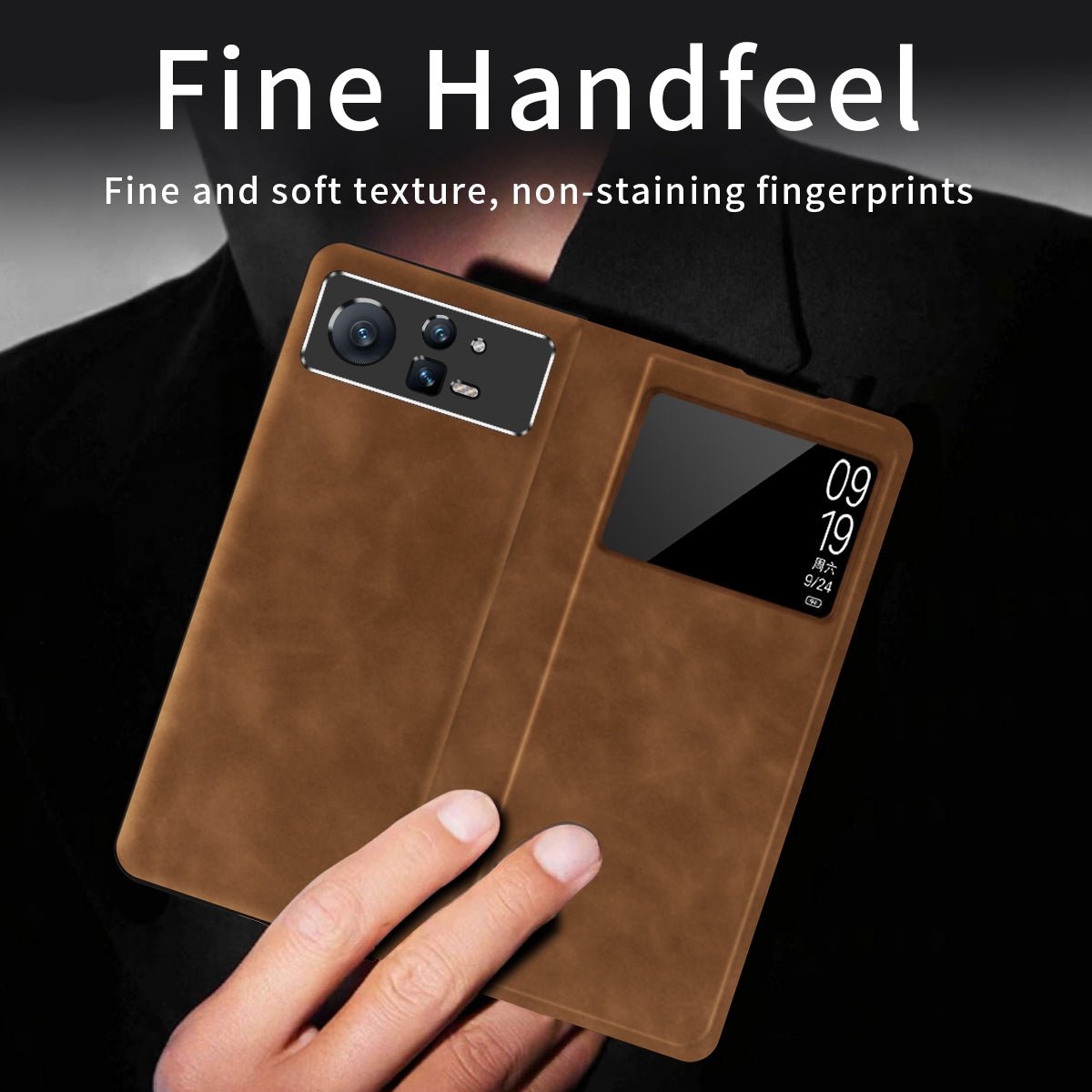 For Xiaomi Mix Fold 2 Celebrity Series Napa Texture Shockproof Phone Leather Case(Brown)