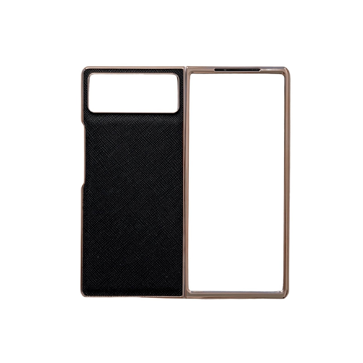 For Xiaomi Mix Fold 2 Nano Electroplating Cross Texture Genuine Leather Phone Case(Black)