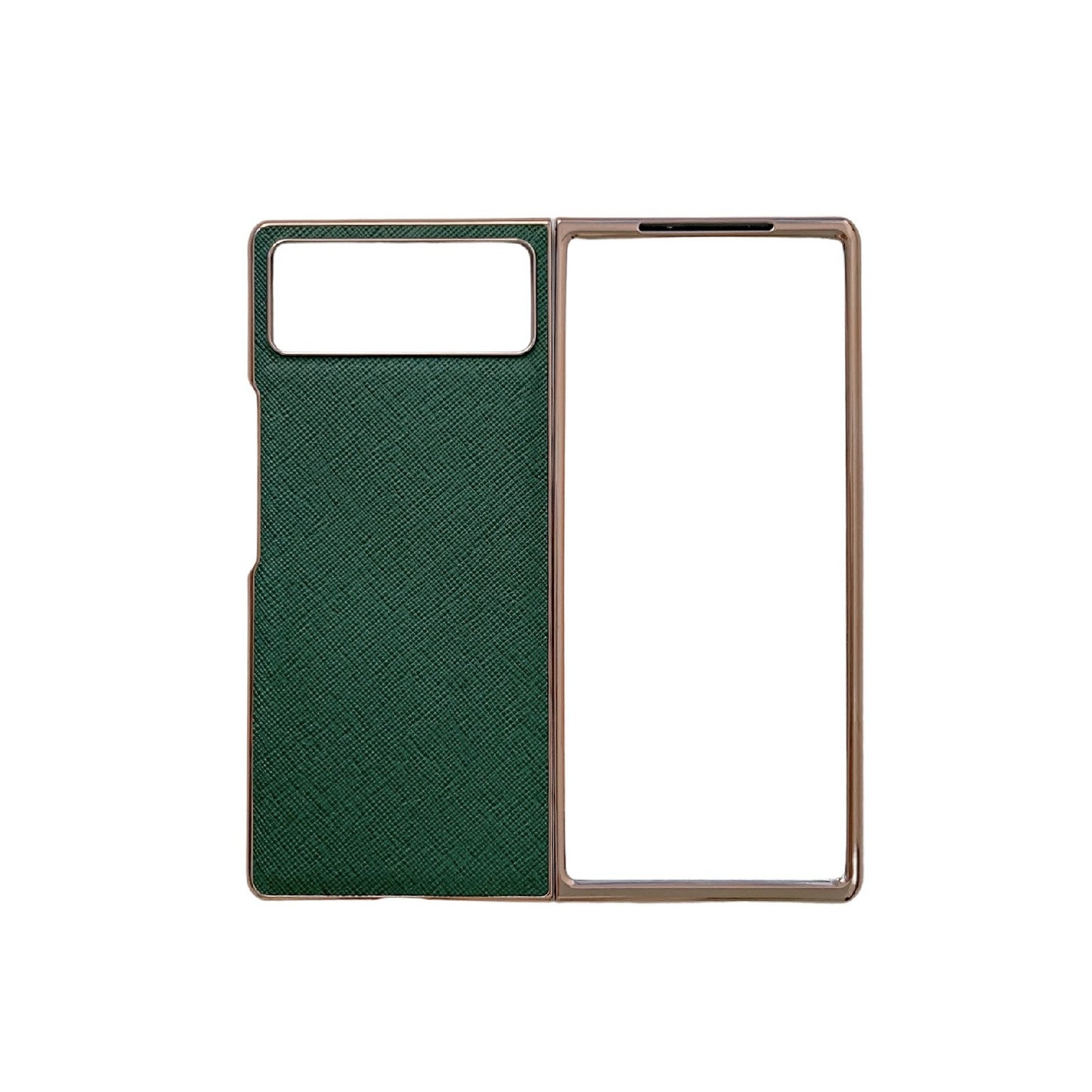For Xiaomi Mix Fold 2 Nano Electroplating Cross Texture Genuine Leather Phone Case(Green)
