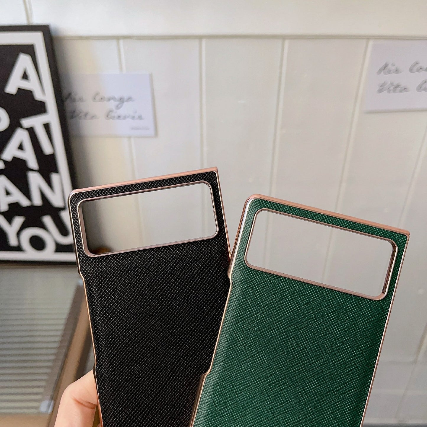 For Xiaomi Mix Fold 2 Nano Electroplating Cross Texture Genuine Leather Phone Case(Black)