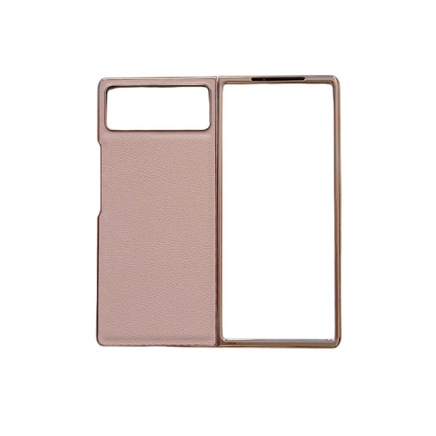 For Xiaomi Mix Fold 2 Nano Electroplating Genuine Leather Phone Case(Pink)