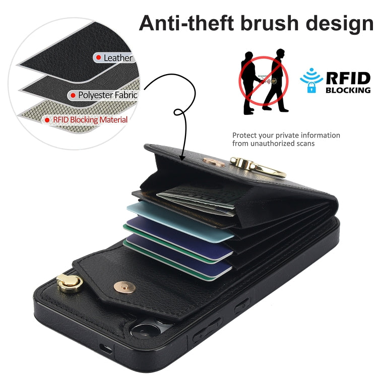 For Samsung Galaxy S24 5G Ring Holder RFID Card Slot Phone Case(Black)