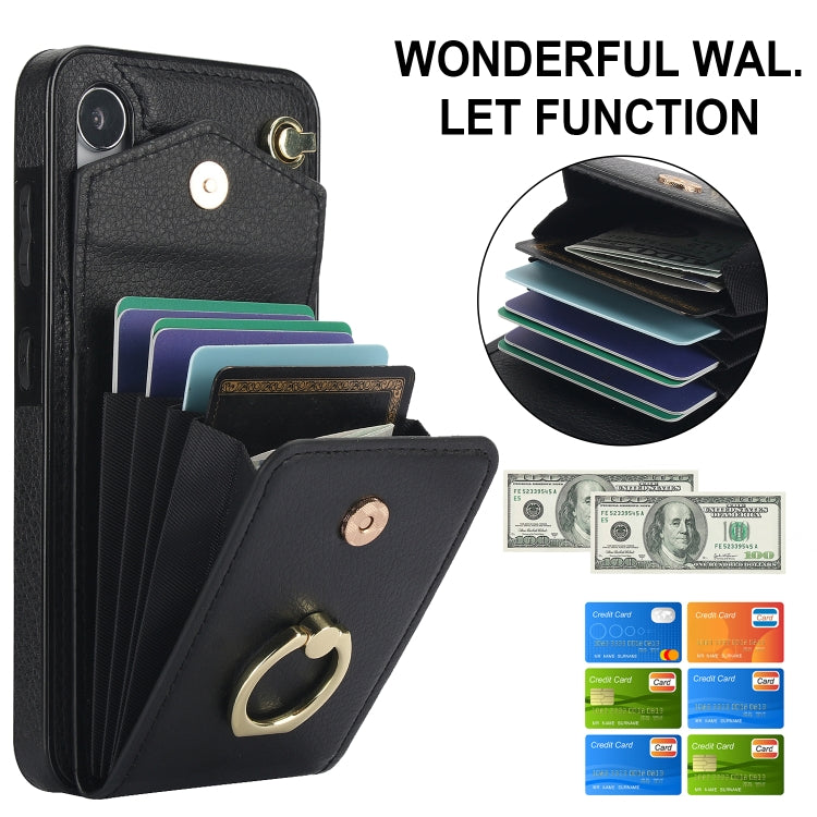 For Samsung Galaxy S24 5G Ring Holder RFID Card Slot Phone Case(Black)