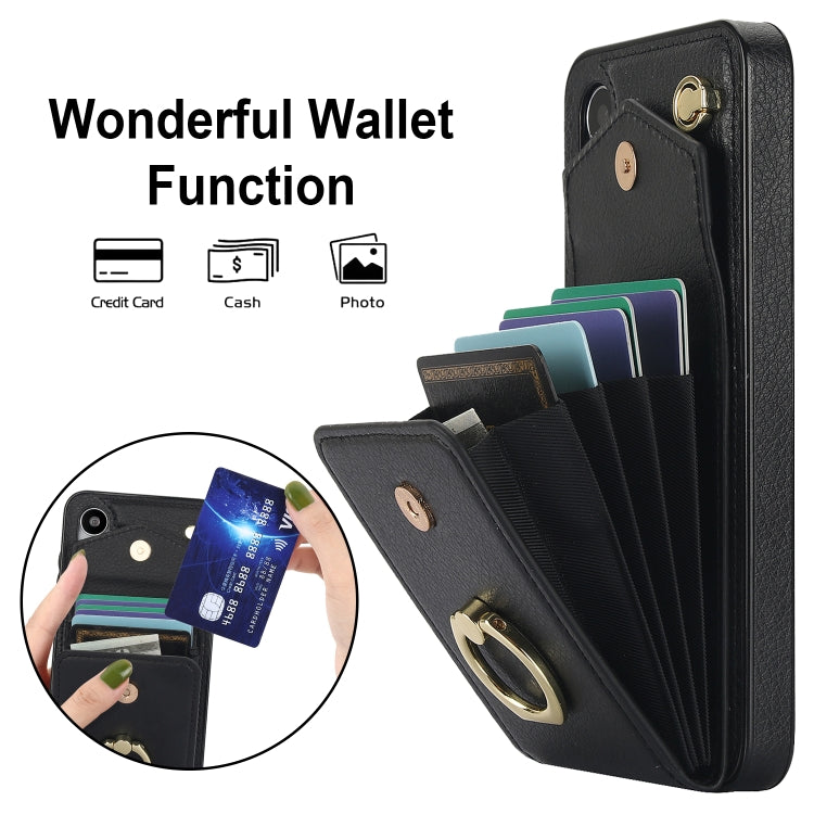 For Samsung Galaxy S24 5G Ring Holder RFID Card Slot Phone Case(Black)