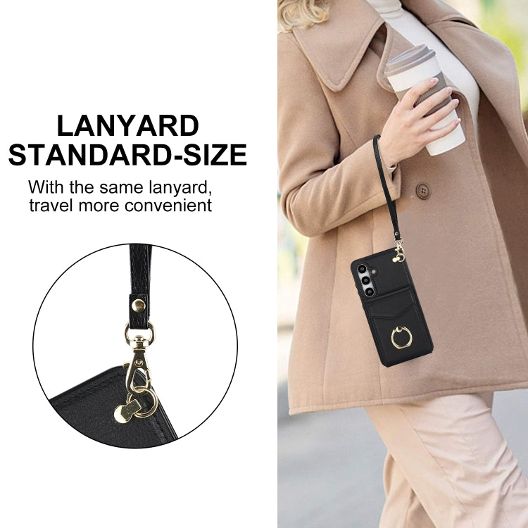 For Samsung Galaxy S24 5G Ring Holder RFID Card Slot Phone Case(Black)