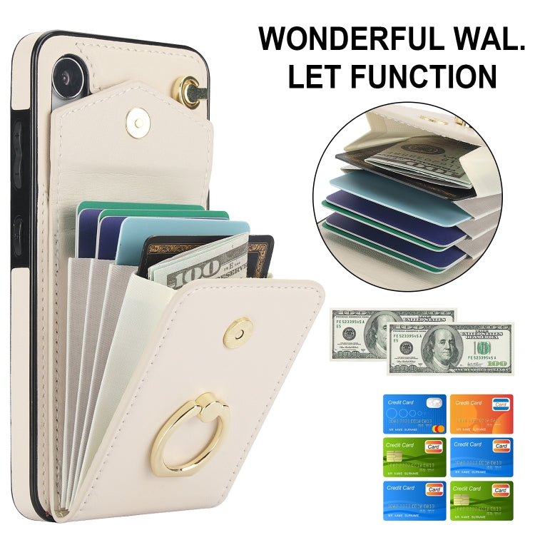 For Samsung Galaxy S24 5G Ring Holder RFID Card Slot Phone Case(Beige)