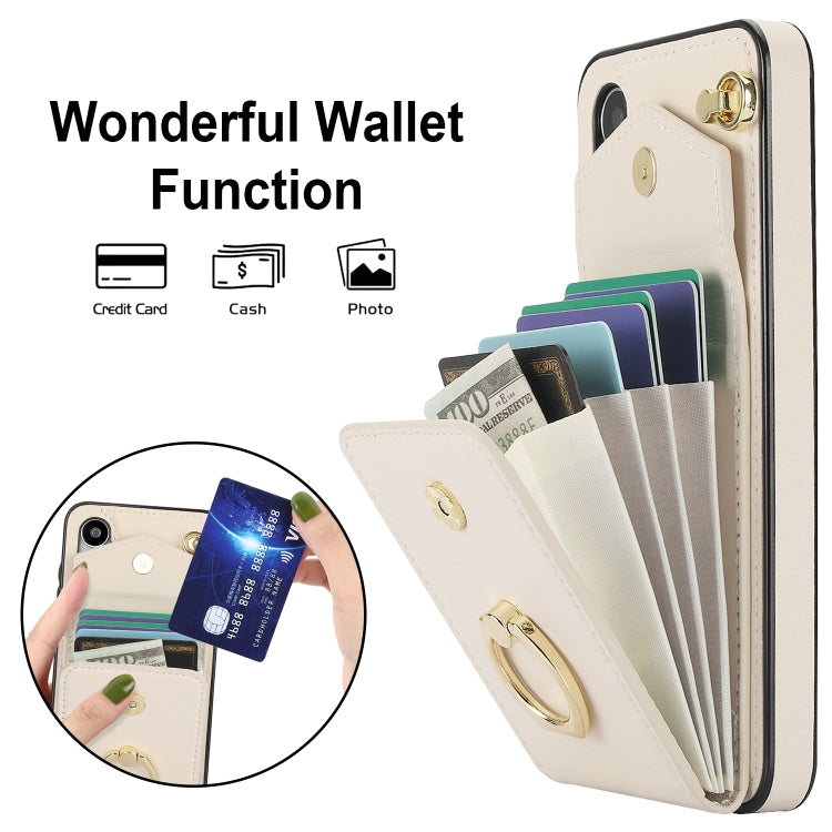 For Samsung Galaxy S24 5G Ring Holder RFID Card Slot Phone Case(Beige)