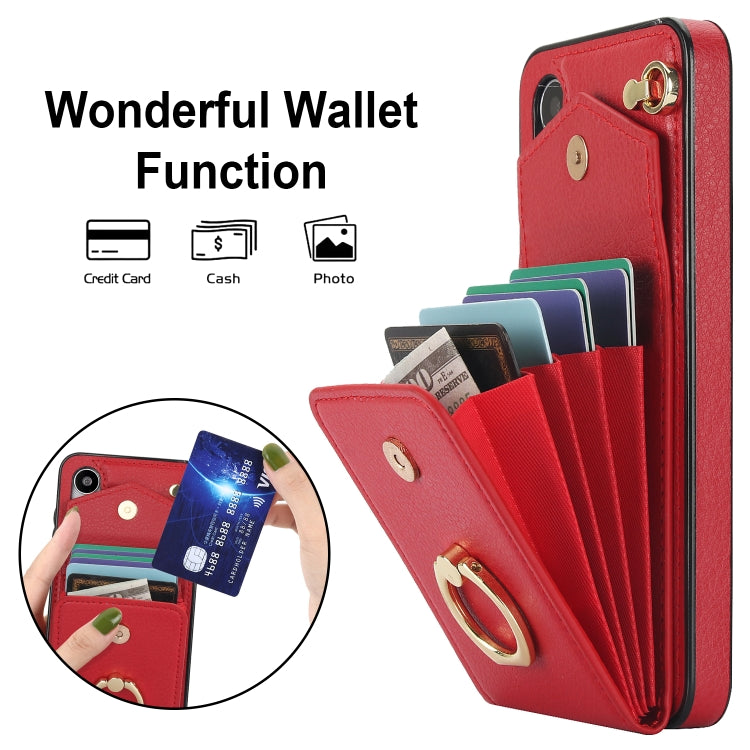 For Samsung Galaxy S24 5G Ring Holder RFID Card Slot Phone Case(Red)