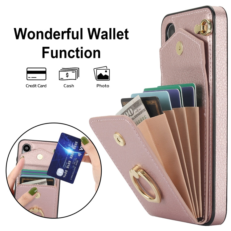For Samsung Galaxy S24 5G Ring Holder RFID Card Slot Phone Case(Rose Gold)