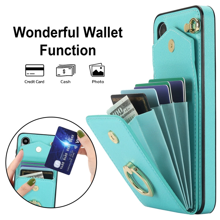 For Samsung Galaxy S24 5G Ring Holder RFID Card Slot Phone Case(Mint Green)