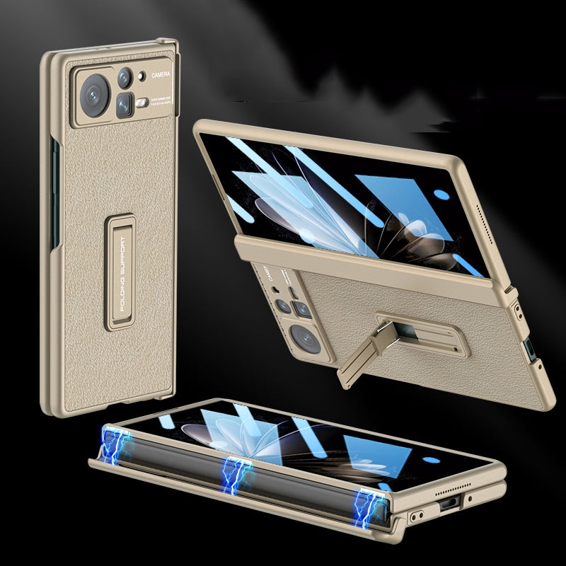 For Xiaomi Mix Fold 2 GKK Magnetic Hinge Flip Leather Phone Case with Holder(Gold)